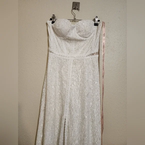 Lulus Eldoria White Lace Strapless Bustier Maxi Dress S Wedding Bridal Party - Picture 8 of 11